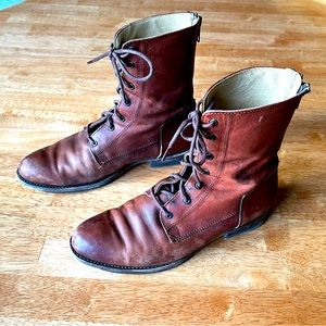 Frye Leather Lace-up boots w/ back zip